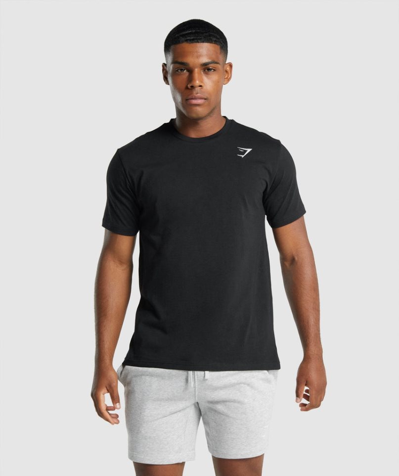 Gymshark Crest T-shirts Herren Schwarz | AT-03-ZTBS