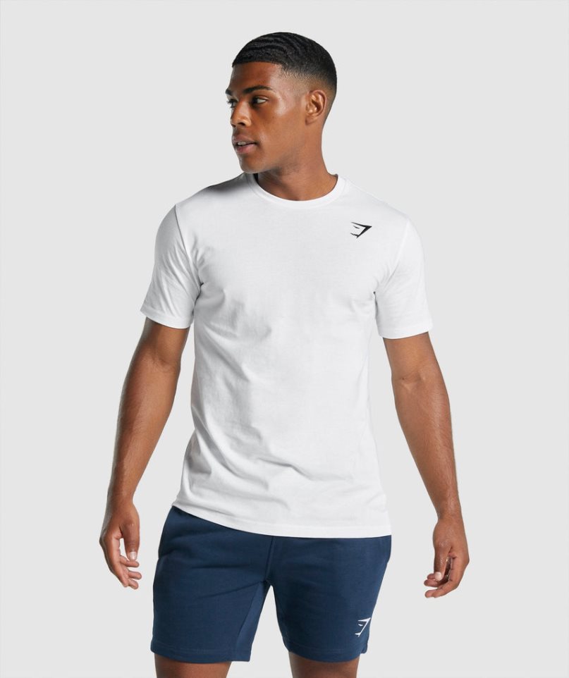 Gymshark Crest T-shirts Herren Weiß | AT-23-FWGU