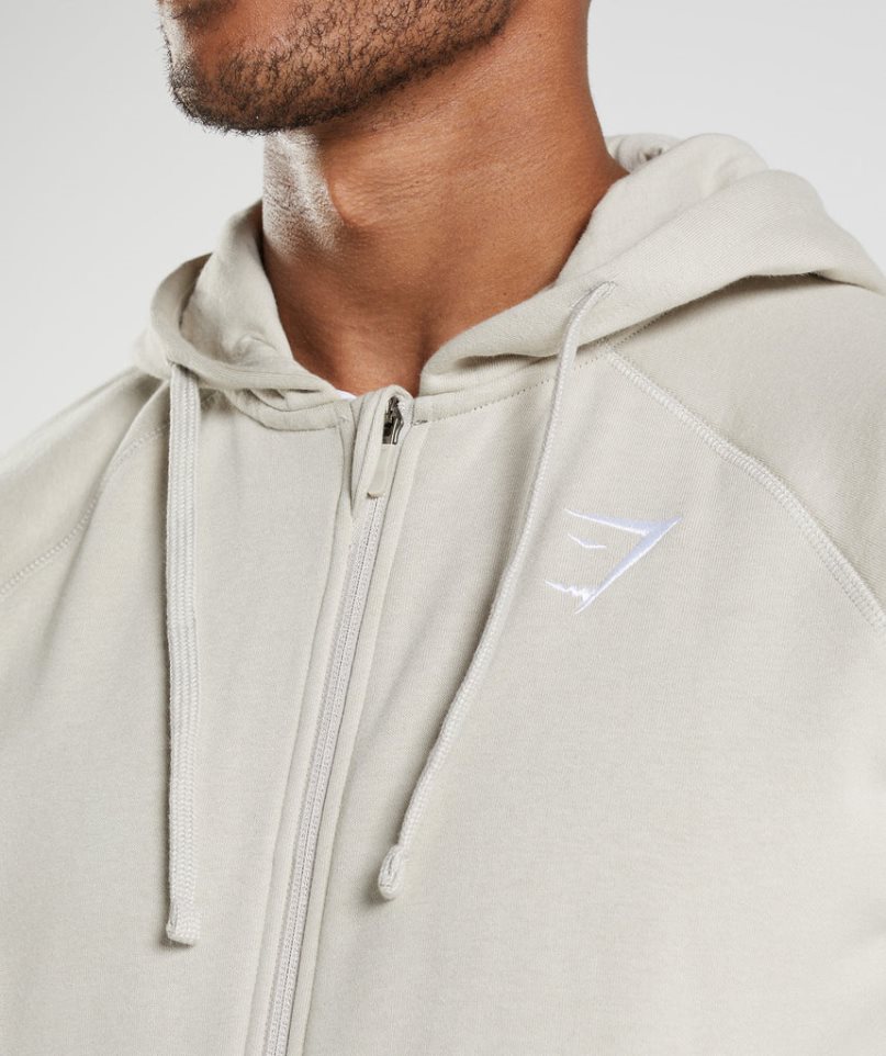 Gymshark Crest Zip Up Hoodie Herren Hellgrau | AT-29-BYDP