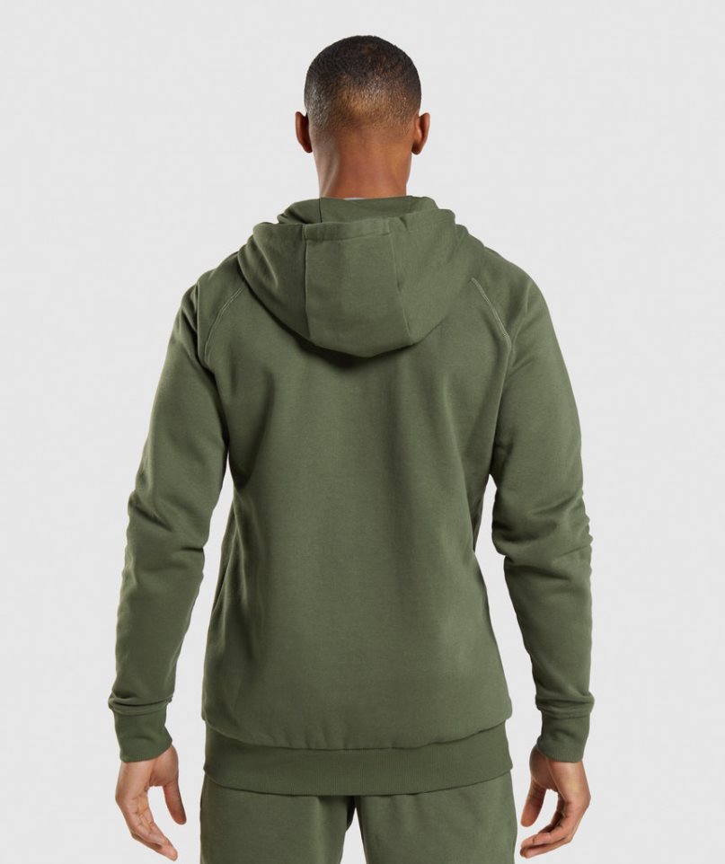 Gymshark Crest Zip Up Hoodie Herren Olivgrün | AT-69-CHTM