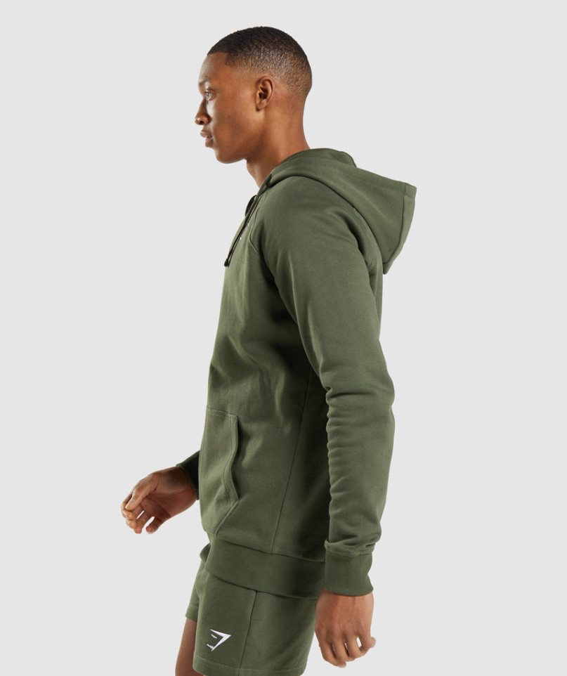 Gymshark Crest Zip Up Hoodie Herren Olivgrün | AT-69-CHTM