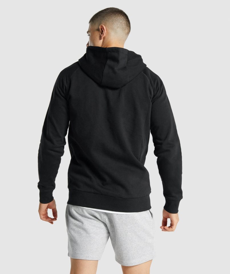 Gymshark Crest Zip Up Hoodie Herren Schwarz | AT-15-TBIR