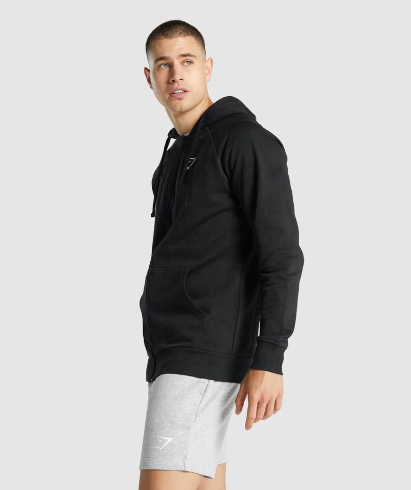 Gymshark Crest Zip Up Hoodie Herren Schwarz | AT-15-TBIR