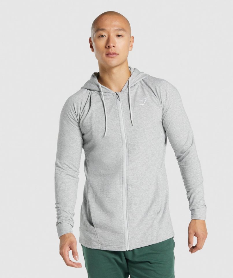 Gymshark Critical 2.0 Zip Up Hoodie Herren Hellgrau | AT-29-SUJZ