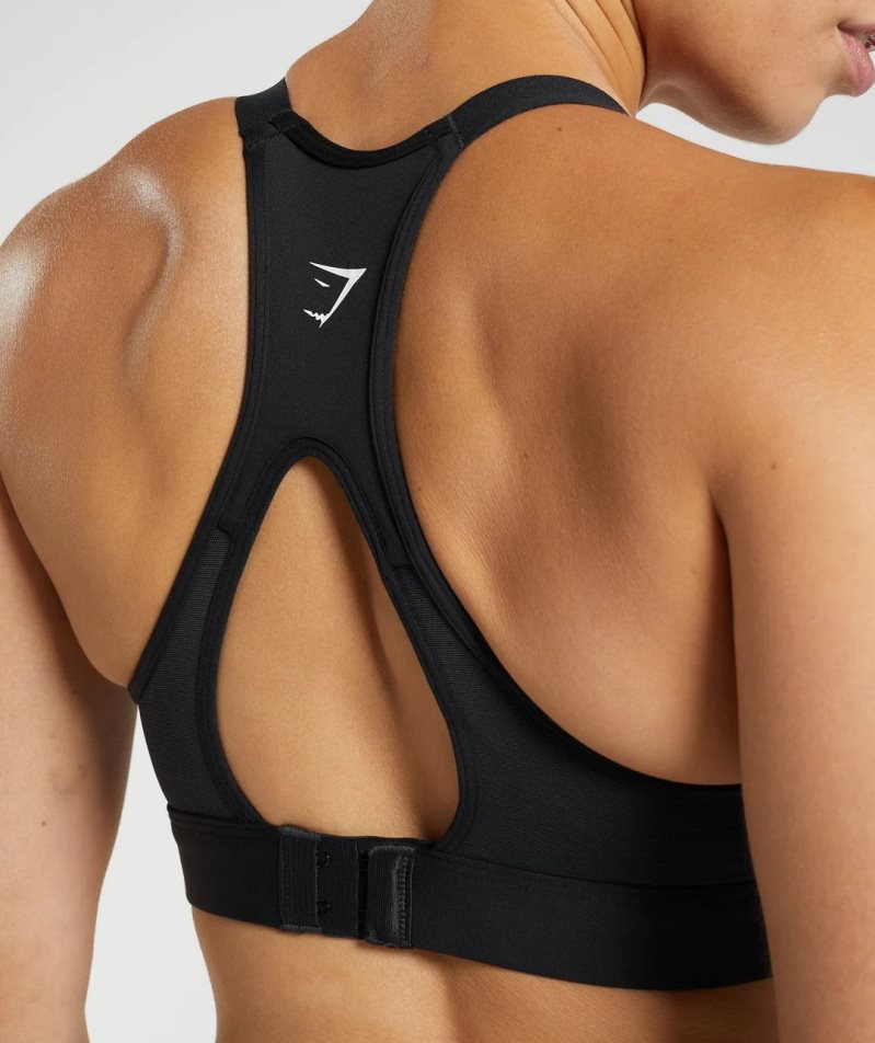 Gymshark Cut Out Back High Support Sport Bh Damen Schwarz | AT-18-XDQS