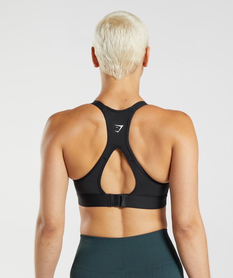 Gymshark Cut Out Back High Support Sport Bh Damen Schwarz | AT-18-XDQS