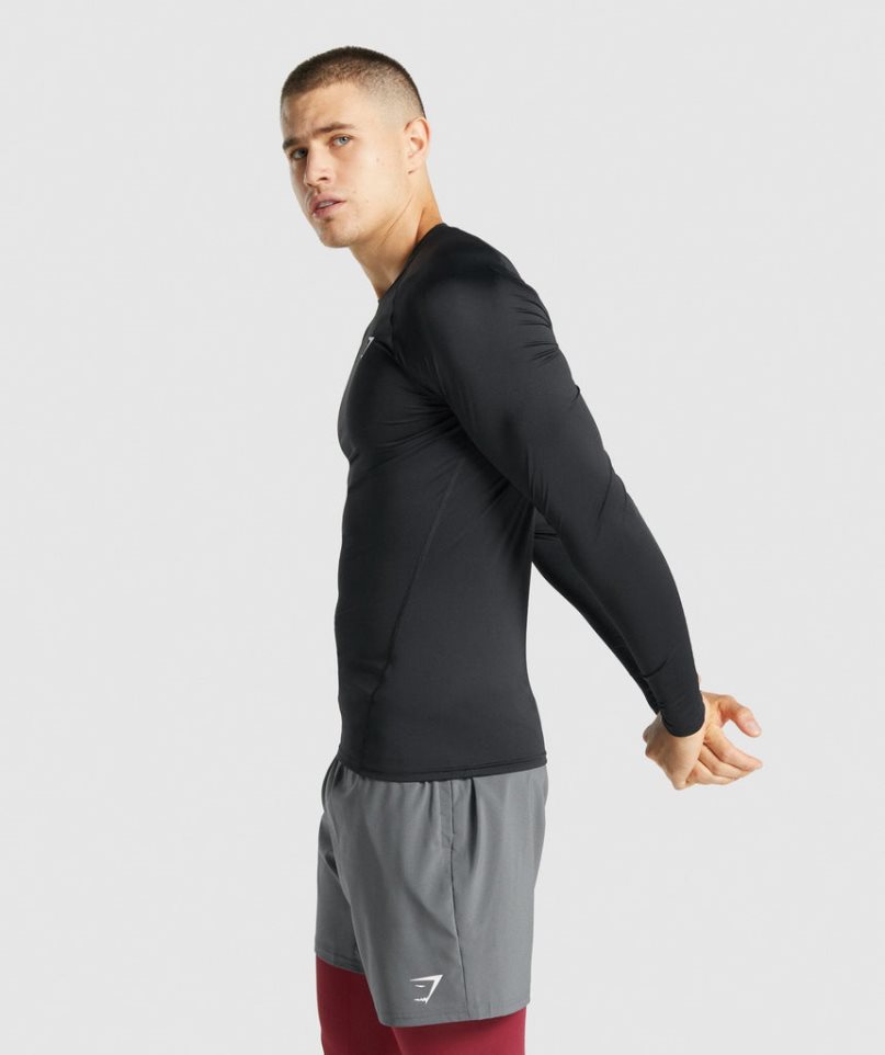 Gymshark Element Baselayer Long Sleeve T-shirts Herren Schwarz | AT-12-GHVZ