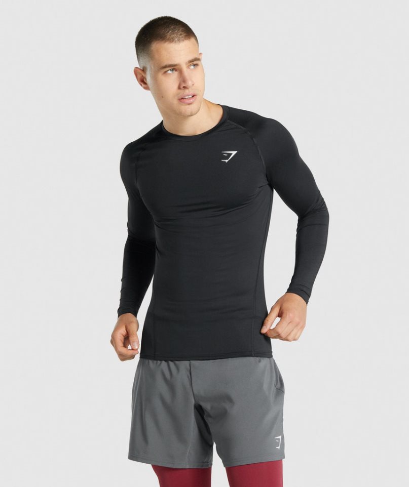 Gymshark Element Baselayer Long Sleeve T-shirts Herren Schwarz | AT-12-GHVZ