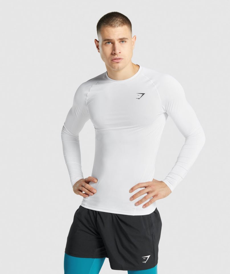 Gymshark Element Baselayer Long Sleeve T-shirts Herren Weiß | AT-32-AKZD