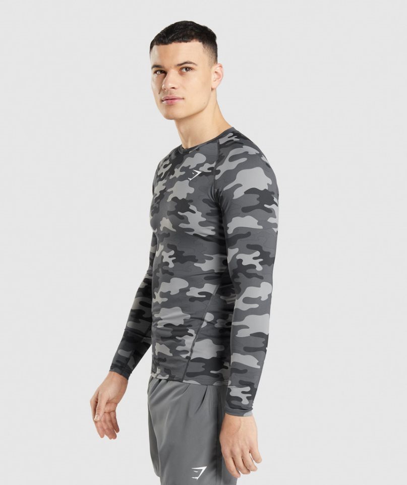 Gymshark Element Baselayer Long Sleeve Top T-shirts Herren Camouflage | AT-83-LPOJ