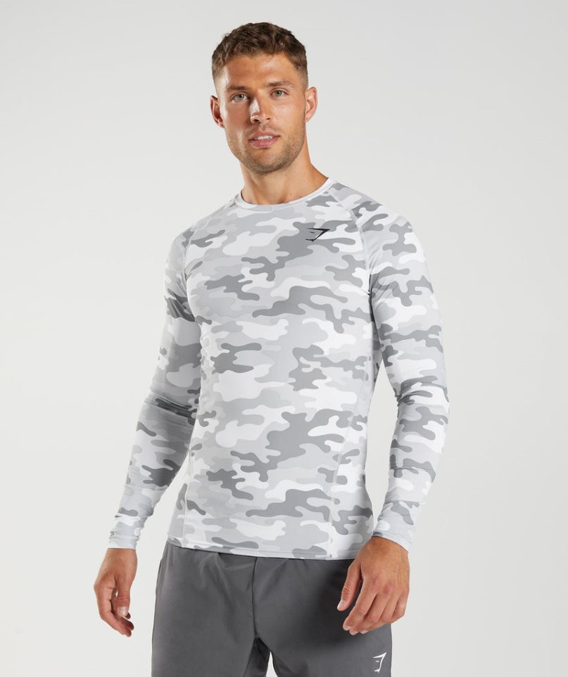 Gymshark Element Baselayer Long Sleeve Top T-shirts Herren Camouflage | AT-89-ACFT