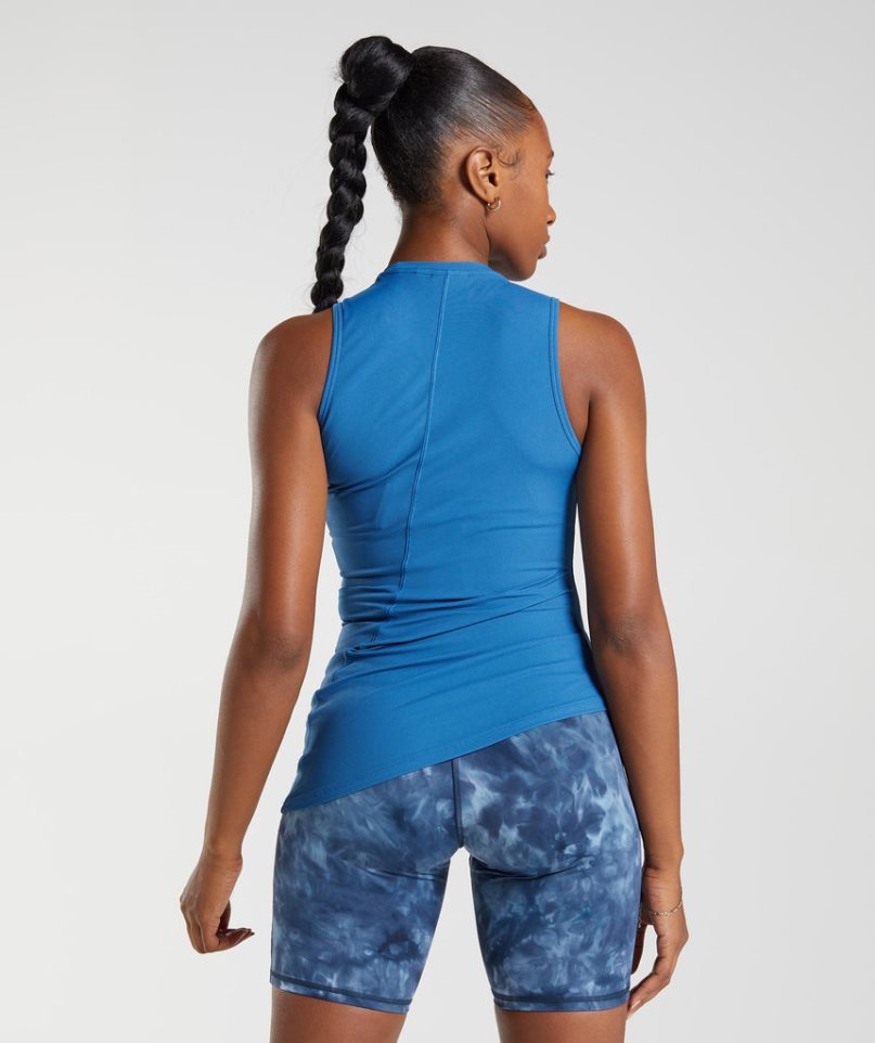 Gymshark Elevate Asymmetric Muskelshirt Damen Blau | AT-84-OQZA