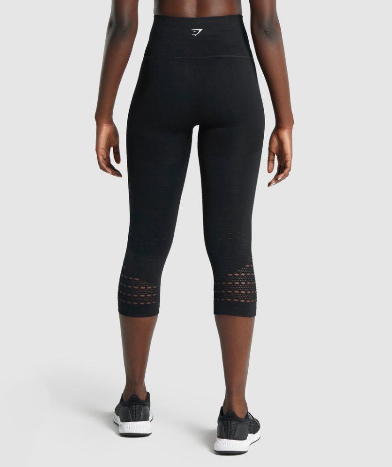 Gymshark Energy Seamless Cropped Leggings Damen Schwarz | AT-46-DGMQ