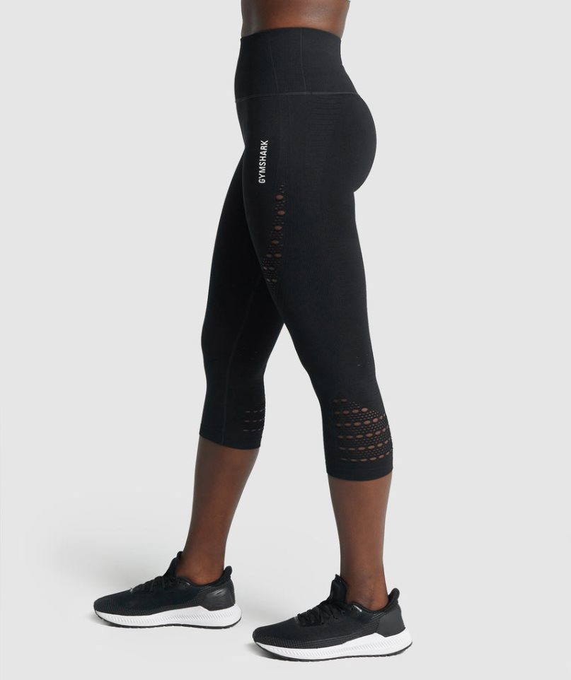 Gymshark Energy Seamless Cropped Leggings Damen Schwarz | AT-46-DGMQ