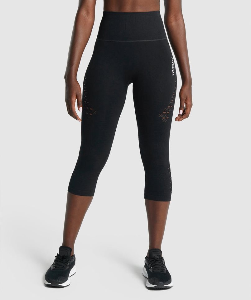 Gymshark Energy Seamless Cropped Leggings Damen Schwarz | AT-46-DGMQ