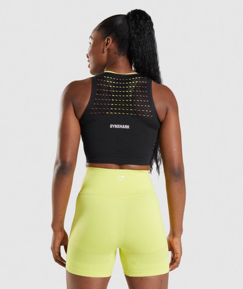 Gymshark Energy Seamless Kurz Geschnittene Oberteile Damen Schwarz | AT-21-EFYI