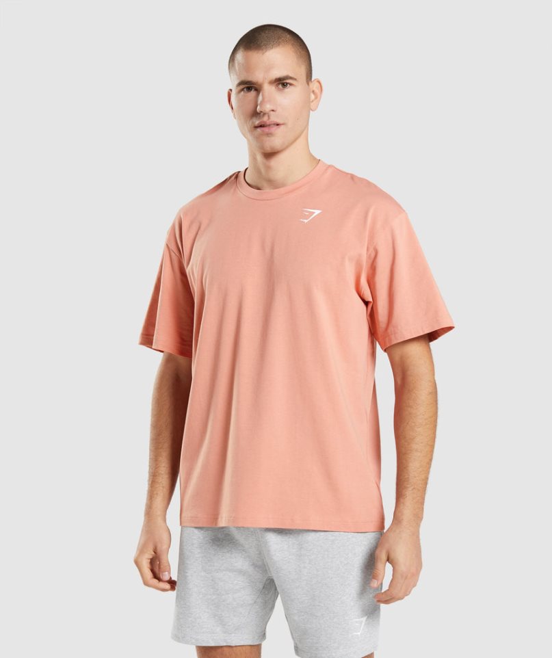 Gymshark Essential Oversized T-shirts Herren Rosa | AT-01-IQCA