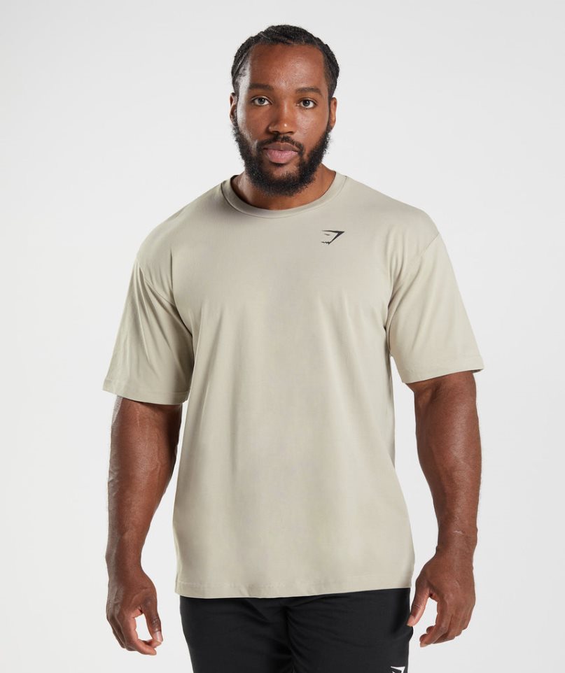 Gymshark Essential Oversized T-shirts Herren Beige | AT-02-ICOW