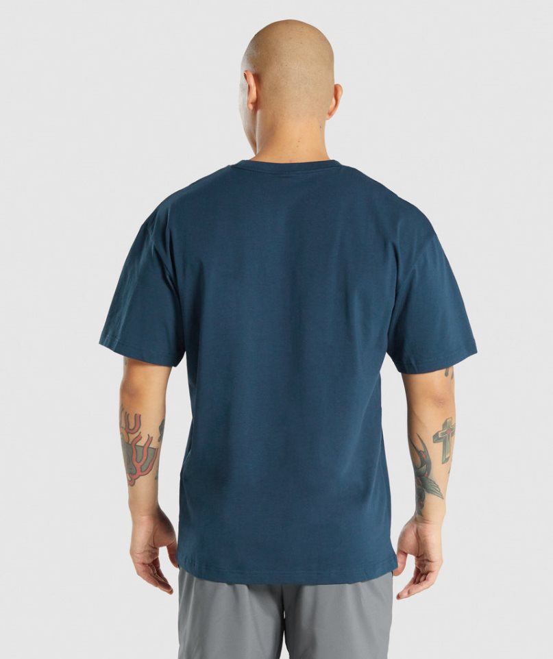 Gymshark Essential Oversized T-shirts Herren Navy | AT-05-DCFB