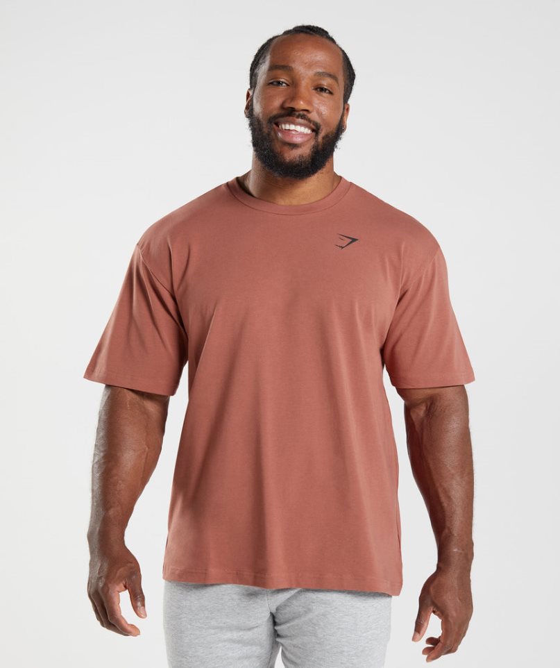 Gymshark Essential Oversized T-shirts Herren Rosa | AT-31-OXRH