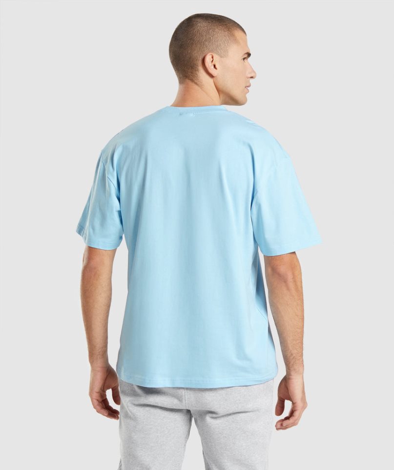 Gymshark Essential Oversized T-shirts Herren Hellblau | AT-68-WZMY