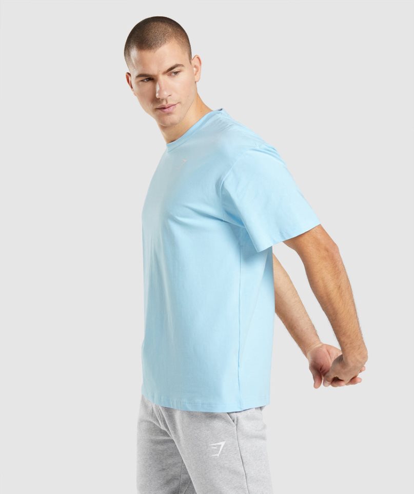 Gymshark Essential Oversized T-shirts Herren Hellblau | AT-68-WZMY