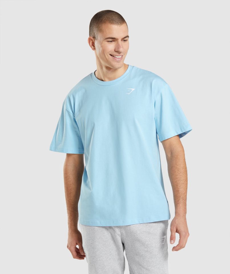 Gymshark Essential Oversized T-shirts Herren Hellblau | AT-68-WZMY