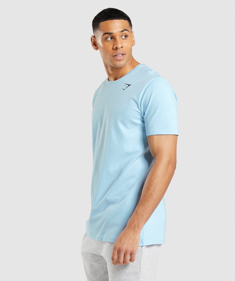 Gymshark Essential T-shirts Herren Hellblau | AT-26-DIXS