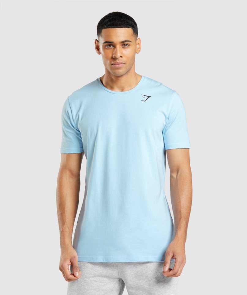 Gymshark Essential T-shirts Herren Hellblau | AT-26-DIXS