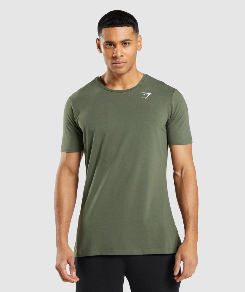 Gymshark Essential T-shirts Herren Olivgrün | AT-89-LPTW