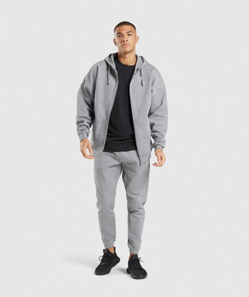 Gymshark Essential Zip Up Hoodie Herren Grau | AT-52-EMTD