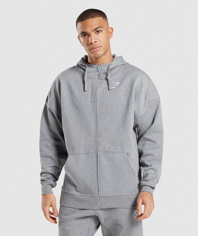 Gymshark Essential Zip Up Hoodie Herren Grau | AT-52-EMTD