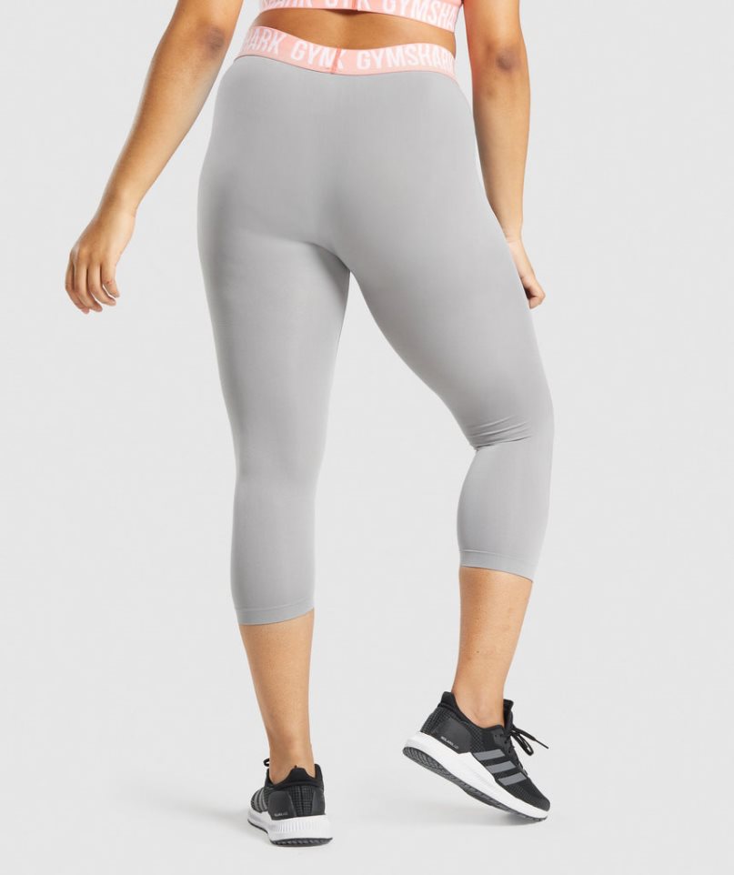 Gymshark Fit Seamless Cropped Leggings Damen Hellgrau | AT-37-LRBN