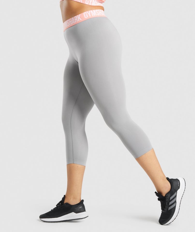 Gymshark Fit Seamless Cropped Leggings Damen Hellgrau | AT-37-LRBN