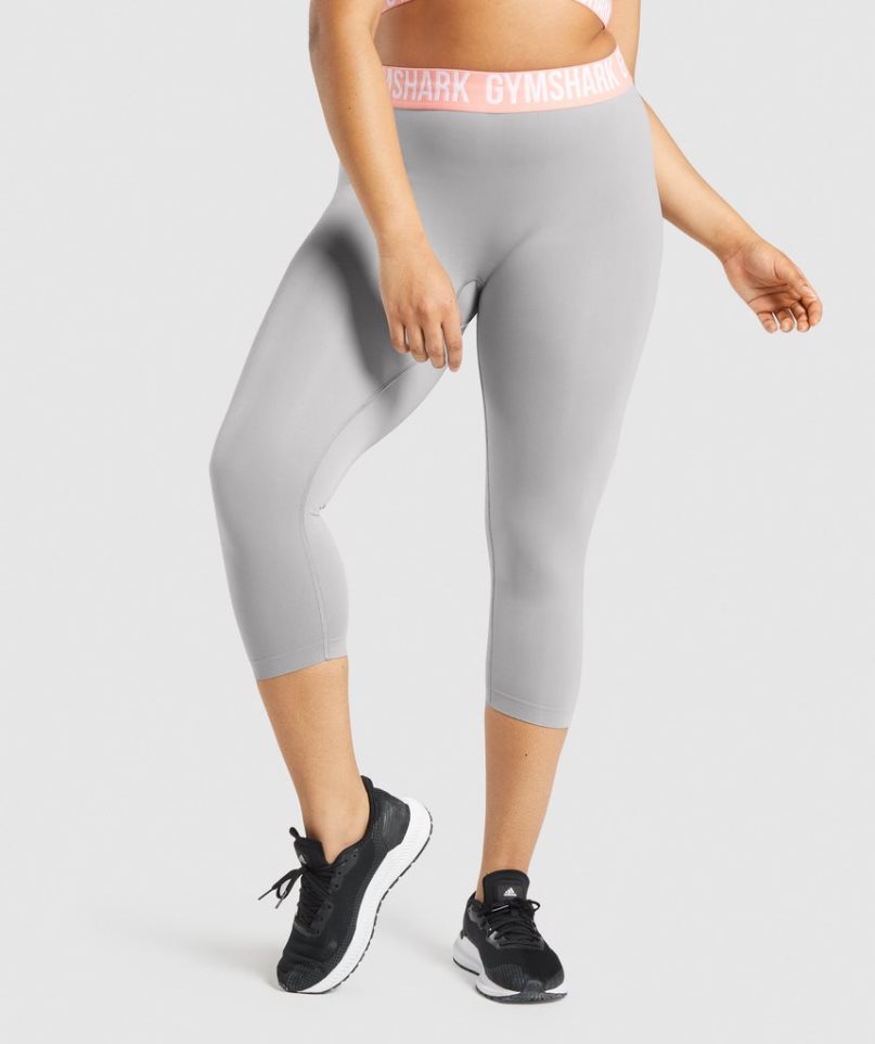 Gymshark Fit Seamless Cropped Leggings Damen Hellgrau | AT-37-LRBN