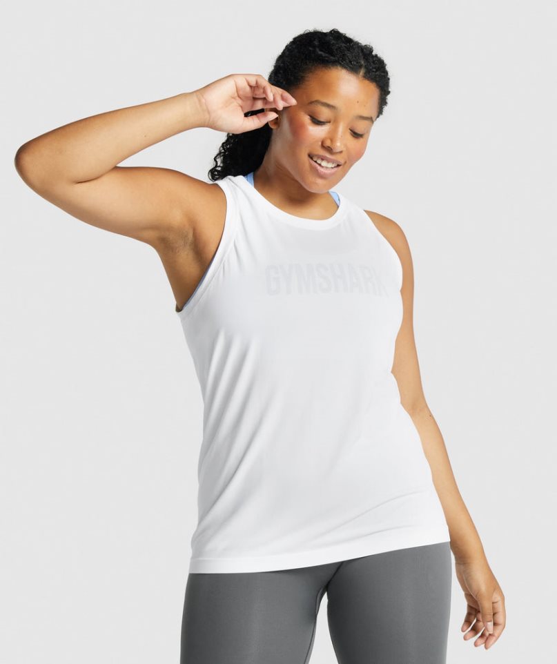 Gymshark Fit Seamless Loose Muskelshirt Damen Weiß | AT-18-RDFZ