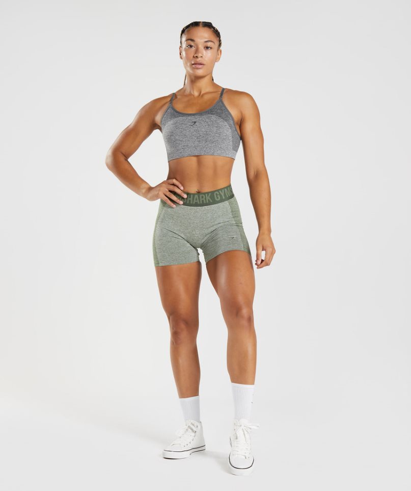 Gymshark Flex Kurze Hose Damen Grau Olivgrün | AT-68-MQJN