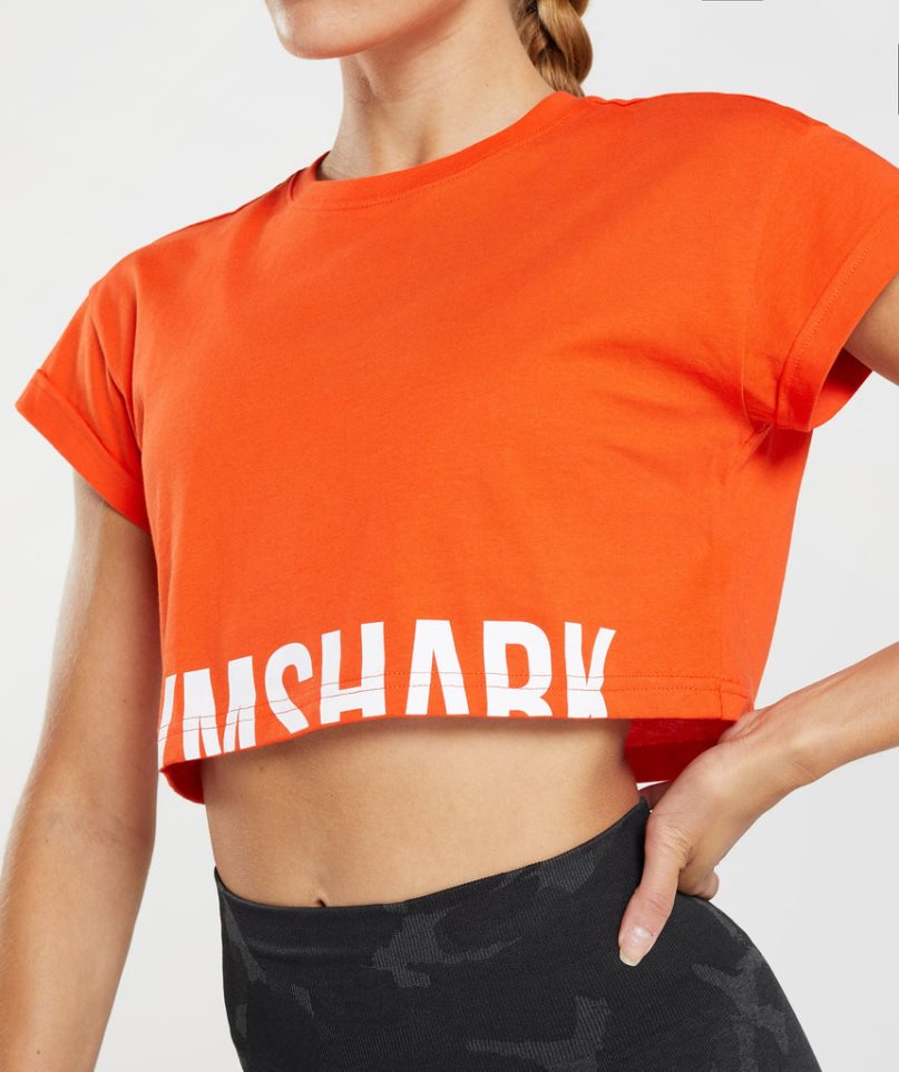 Gymshark Fraction Kurz Geschnittene Oberteile Damen Orange | AT-26-TXYP