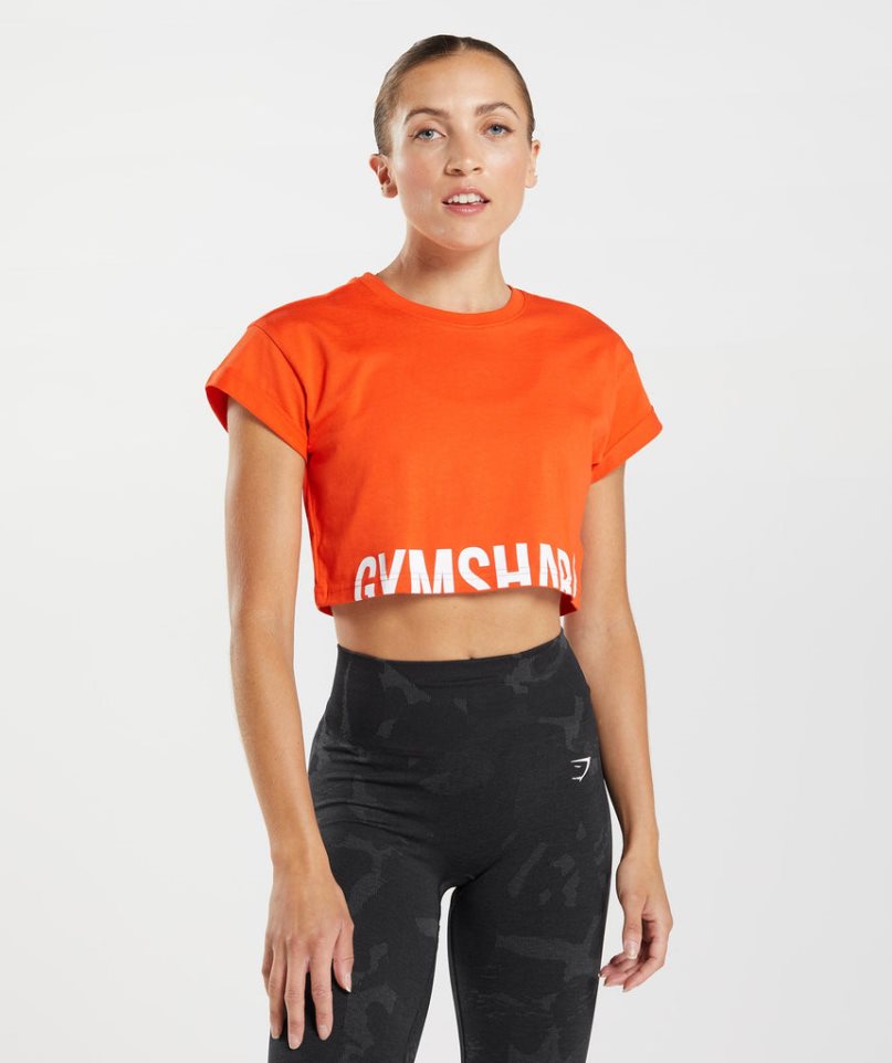 Gymshark Fraction Kurz Geschnittene Oberteile Damen Orange | AT-26-TXYP