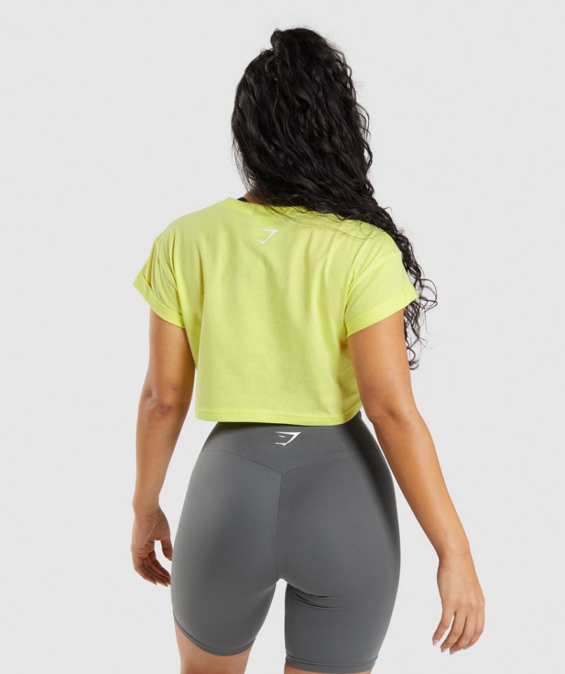 Gymshark Fraction Kurz Geschnittene Oberteile Damen Gelb | AT-58-QMHD