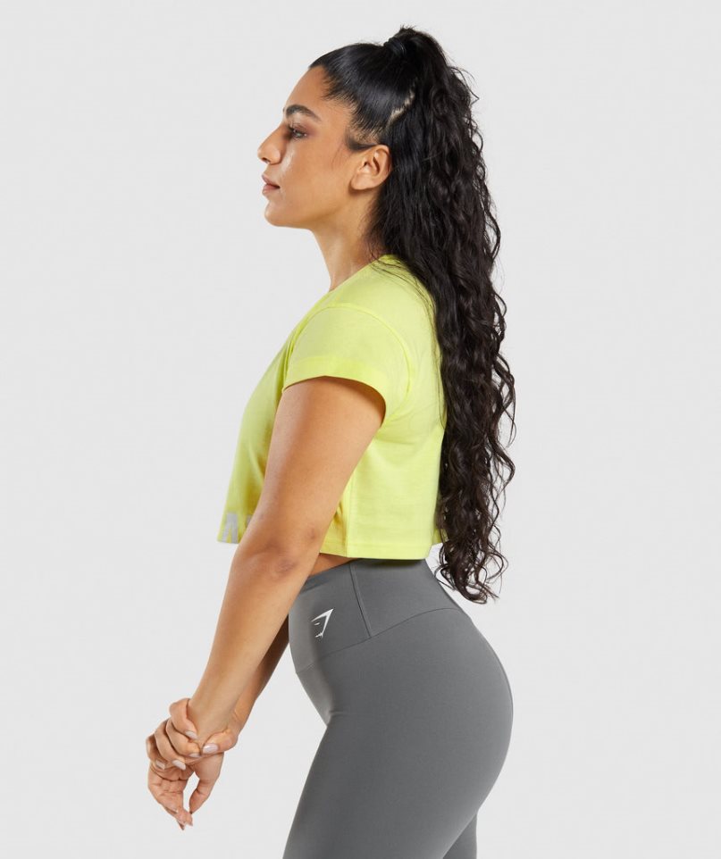 Gymshark Fraction Kurz Geschnittene Oberteile Damen Gelb | AT-58-QMHD