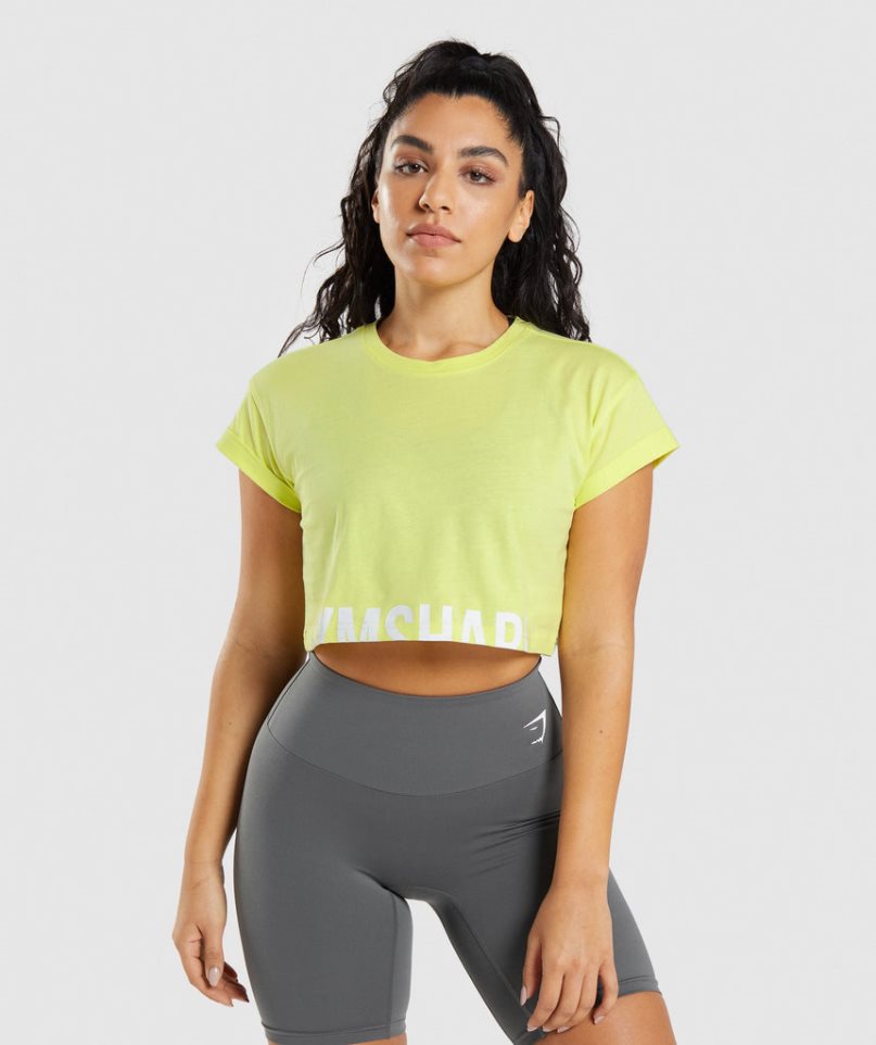 Gymshark Fraction Kurz Geschnittene Oberteile Damen Gelb | AT-58-QMHD