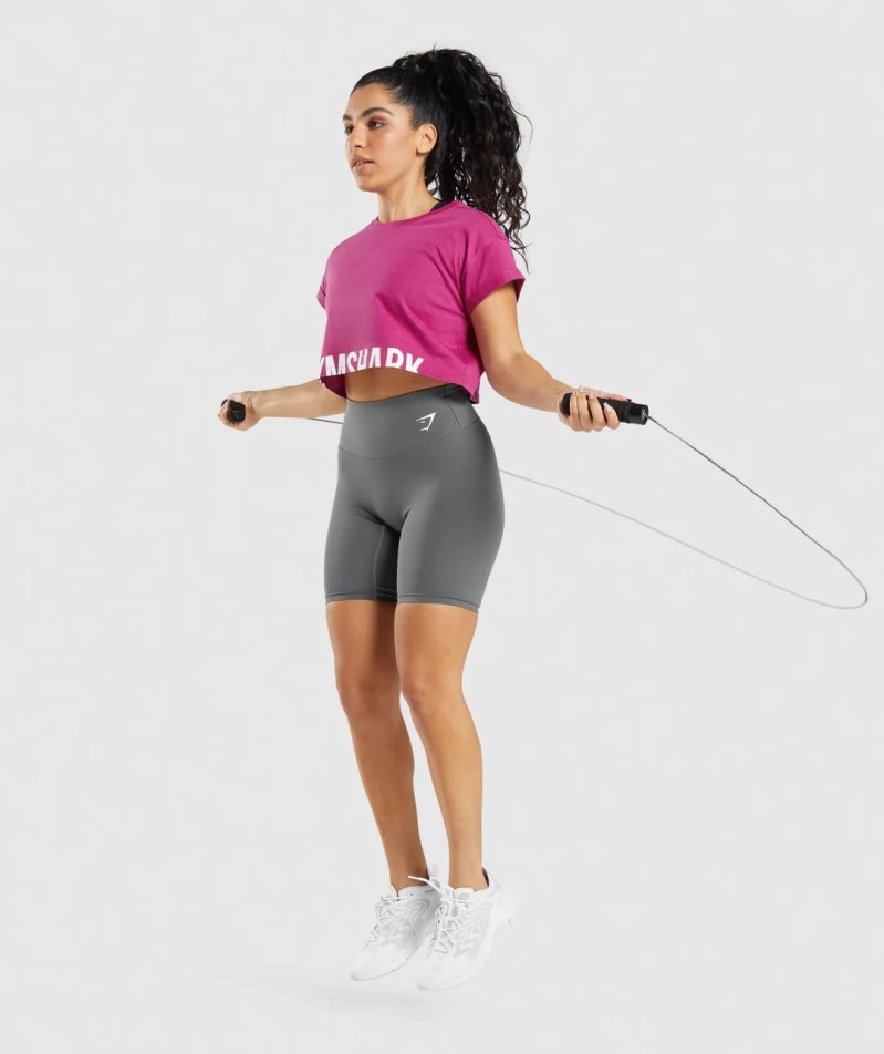 Gymshark Fraction Kurz Geschnittene Oberteile Damen Fuchsie | AT-78-HITG