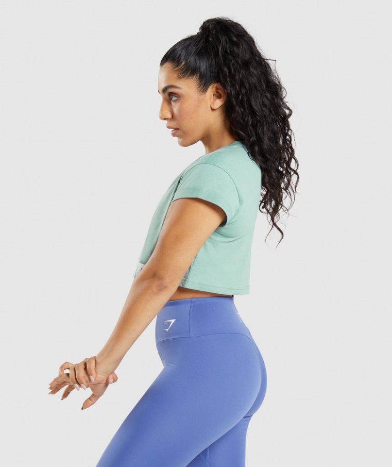 Gymshark Fraction Kurz Geschnittene Oberteile Damen Hellgrün | AT-78-MDNX