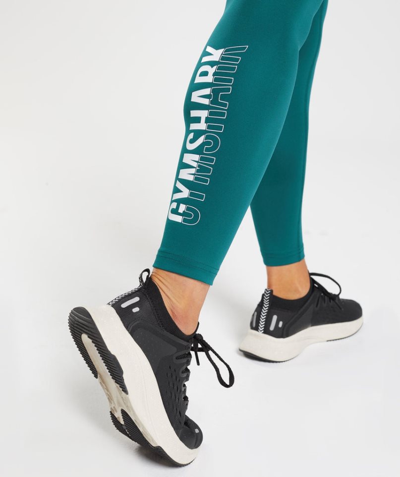 Gymshark Fraction Leggings Damen Türkis | AT-34-UWHT