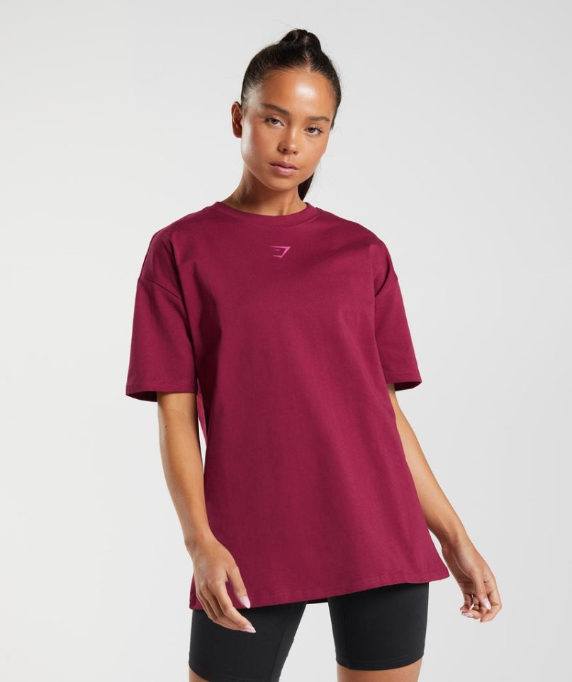 Gymshark Fraction Oversized T-shirts Damen Fuchsie | AT-26-UESV