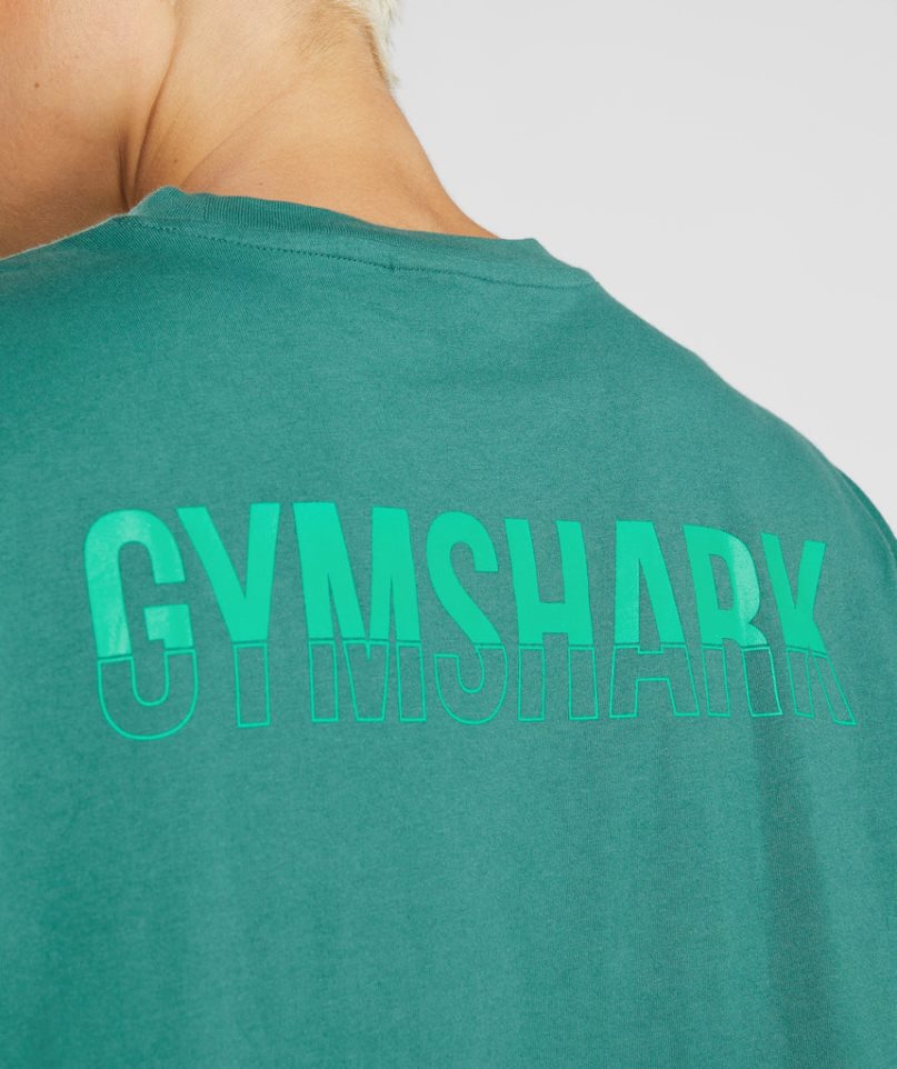 Gymshark Fraction Oversized T-shirts Damen Grün | AT-48-AYGT