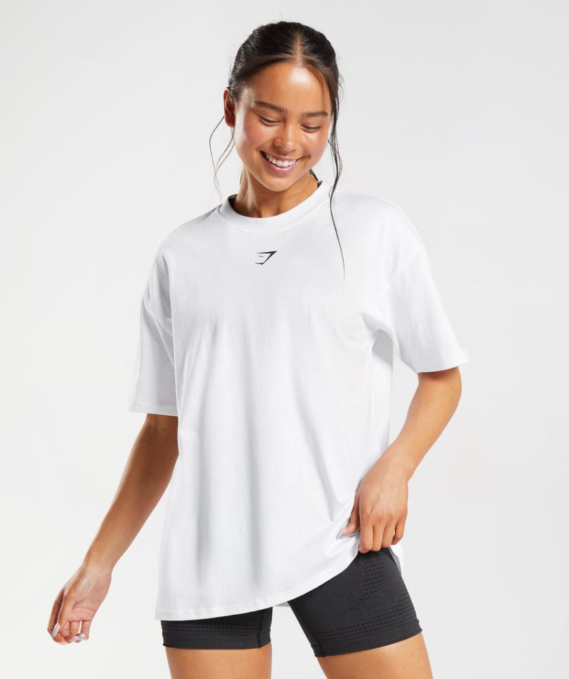 Gymshark Fraction Oversized T-shirts Damen Weiß | AT-83-ALTG