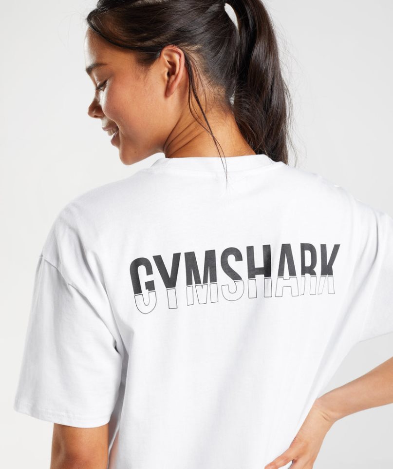 Gymshark Fraction Oversized T-shirts Damen Weiß | AT-83-ALTG