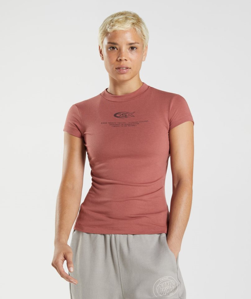 Gymshark GS10 Year Body Fit T-shirts Damen Braun | AT-54-MLTK